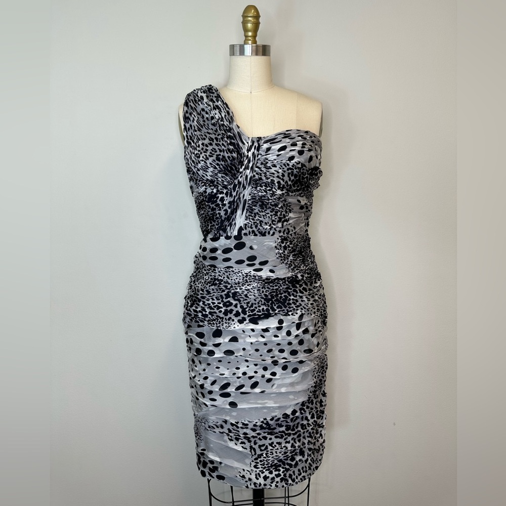 Tadashi Shoji One Shoulder Leopard Dress